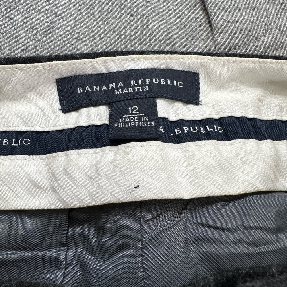 Banana Republic NWOT Charcoal Pinstripe Lined Wool Cashmere Slacks Trousers 12 - Picture 13 of 15